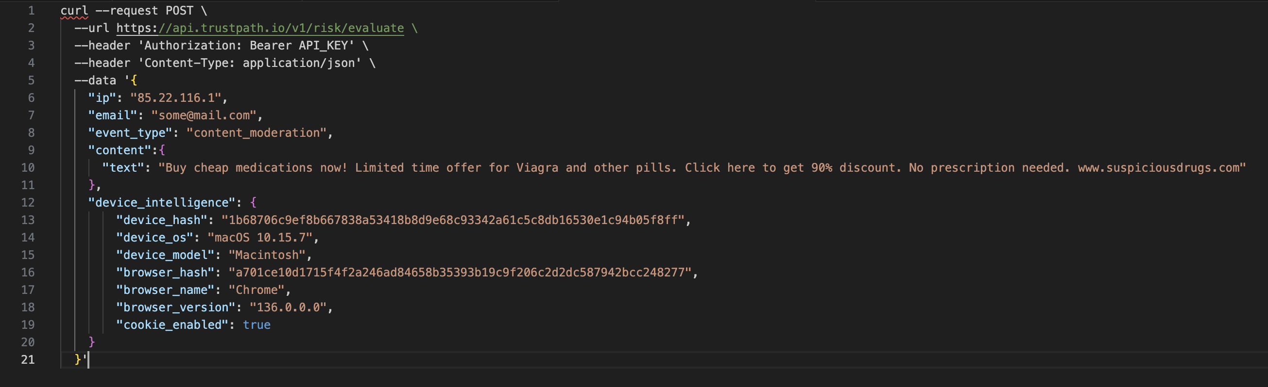 TrustPath.io Content Moderation API Request