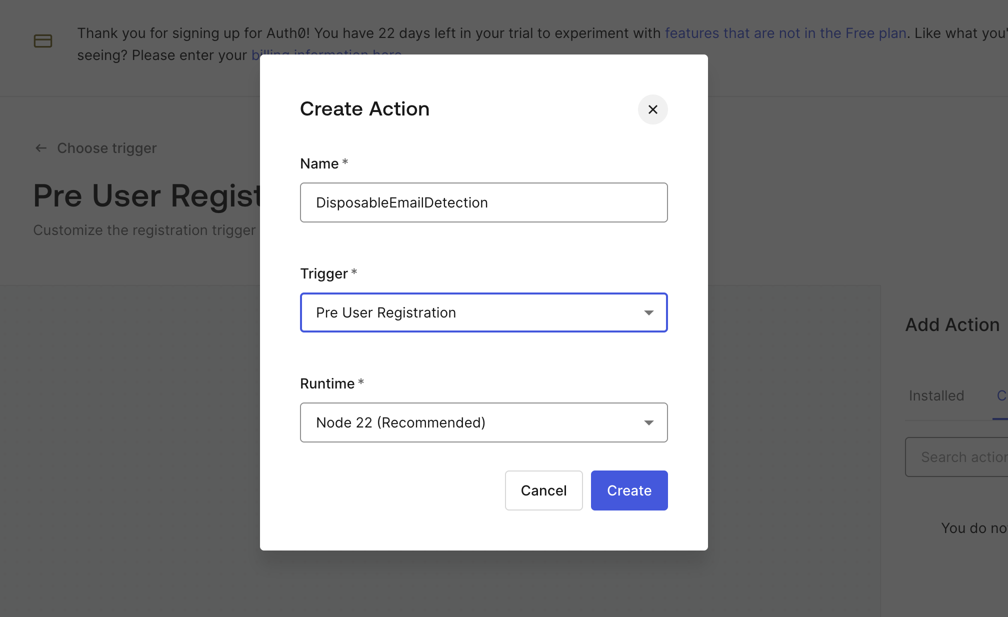 Create a custom action