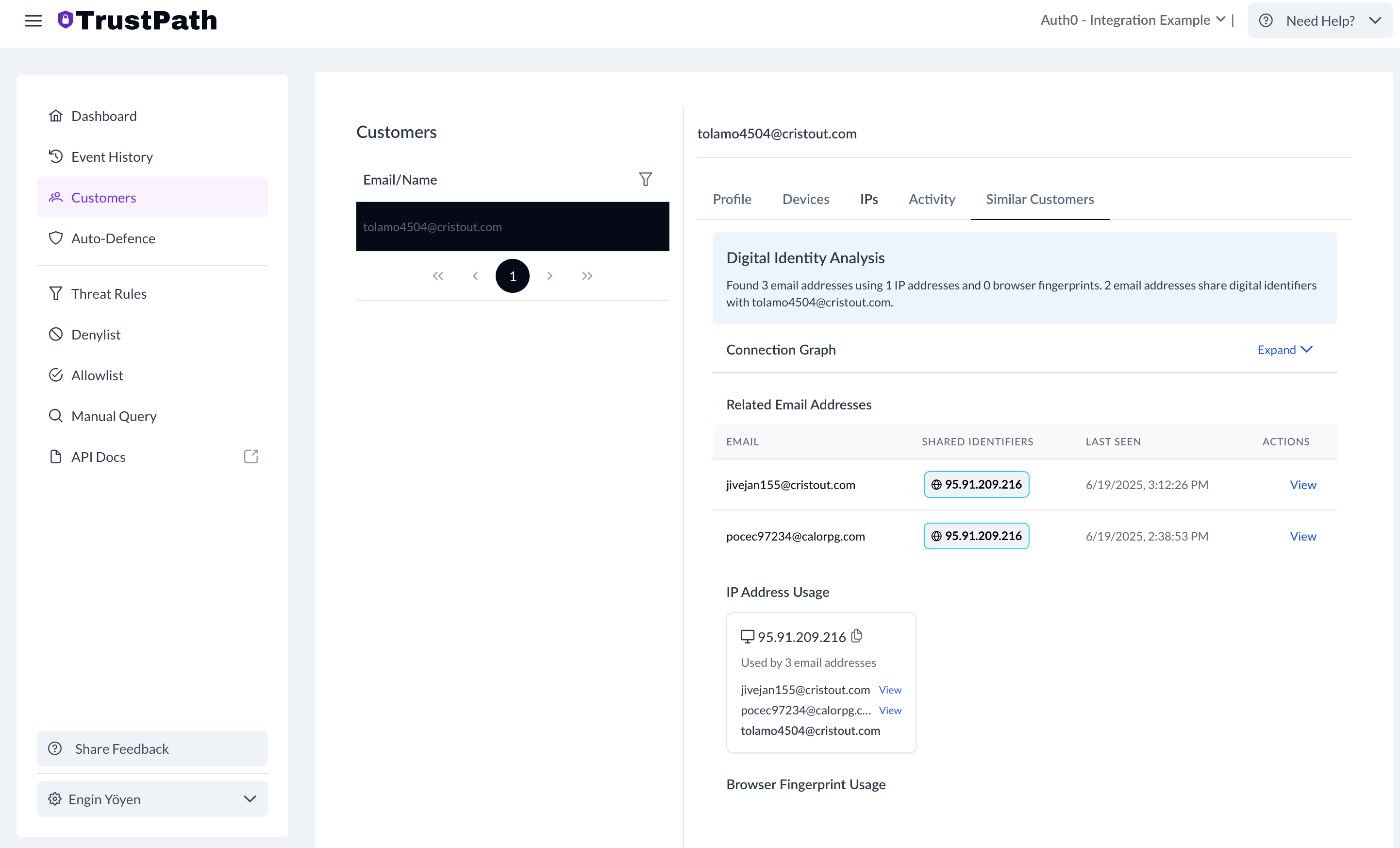TrustPath Console User Similarities